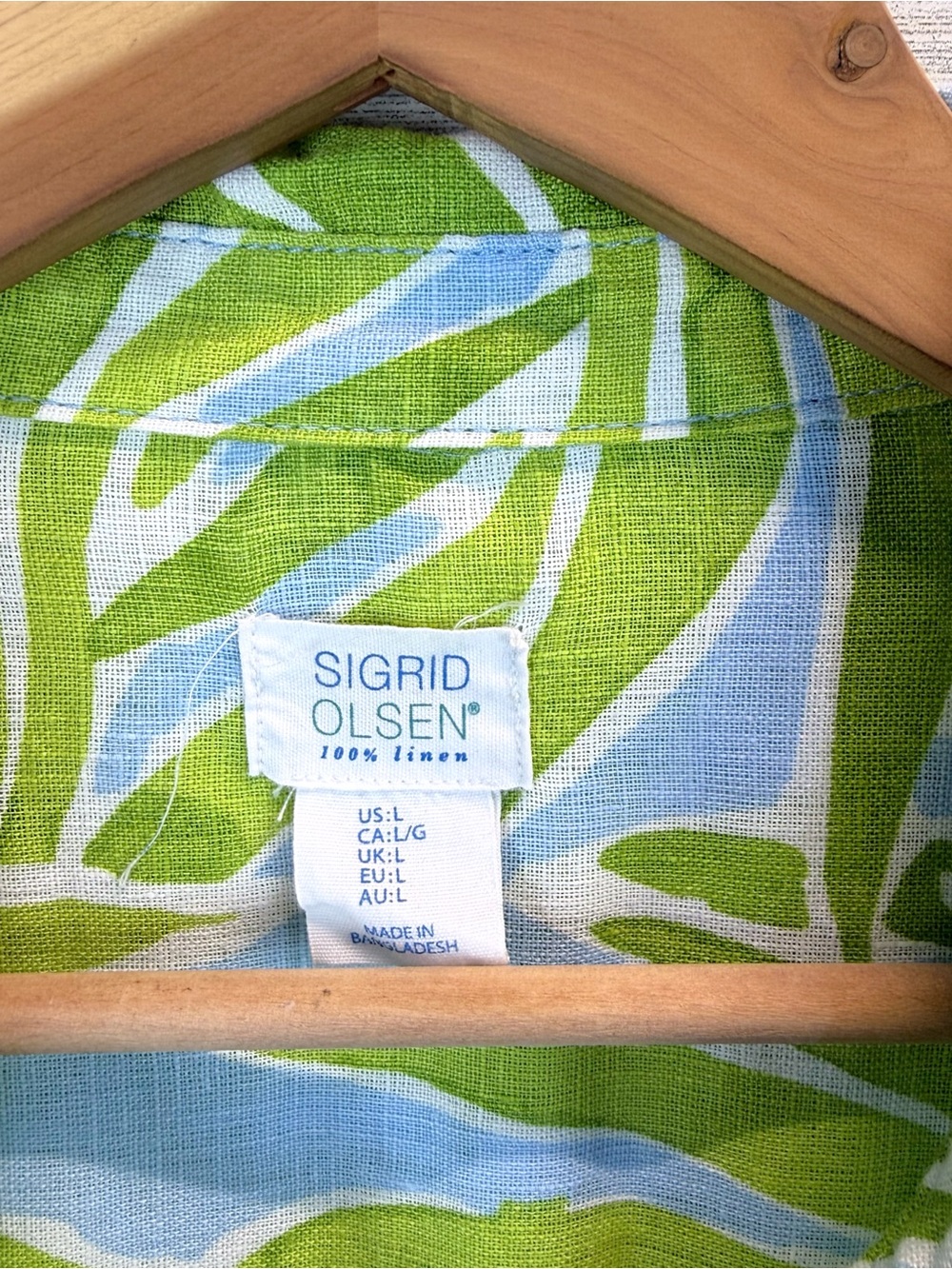 Sigrid Olsen 100% Linen Tropical Palm Print Button Front Shirt Large - Picture 11 of 12